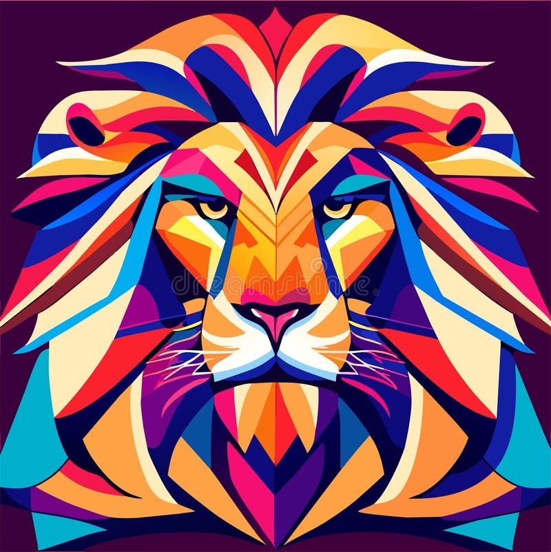 Lion Head Vector Illustration Colorful Lion Head On Colorful 