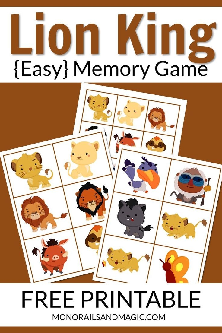 Lion King Memory Game Free Printable Disney Games For Kids Lion King 