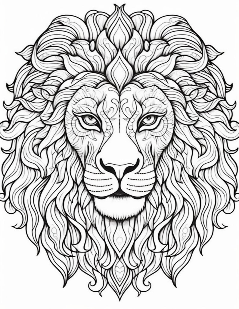 lion mandala colored