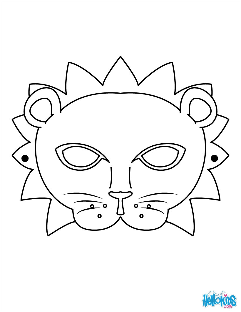 Lion Mask Coloring Pages Hellokids