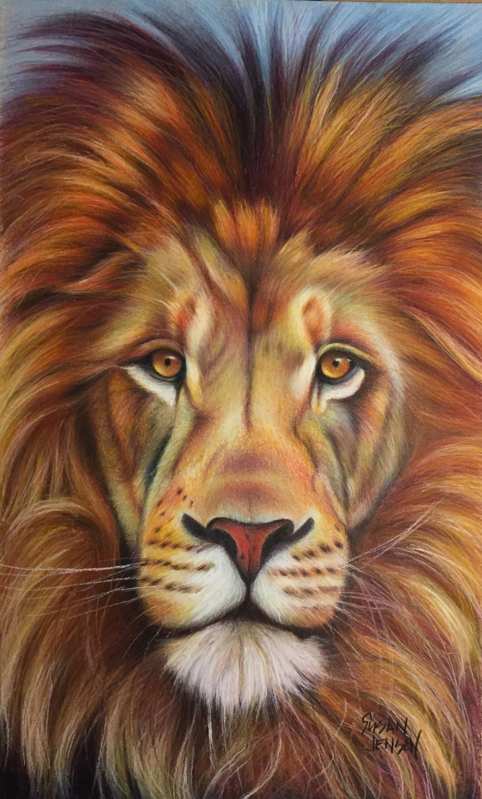 Lion Painting With Pastels