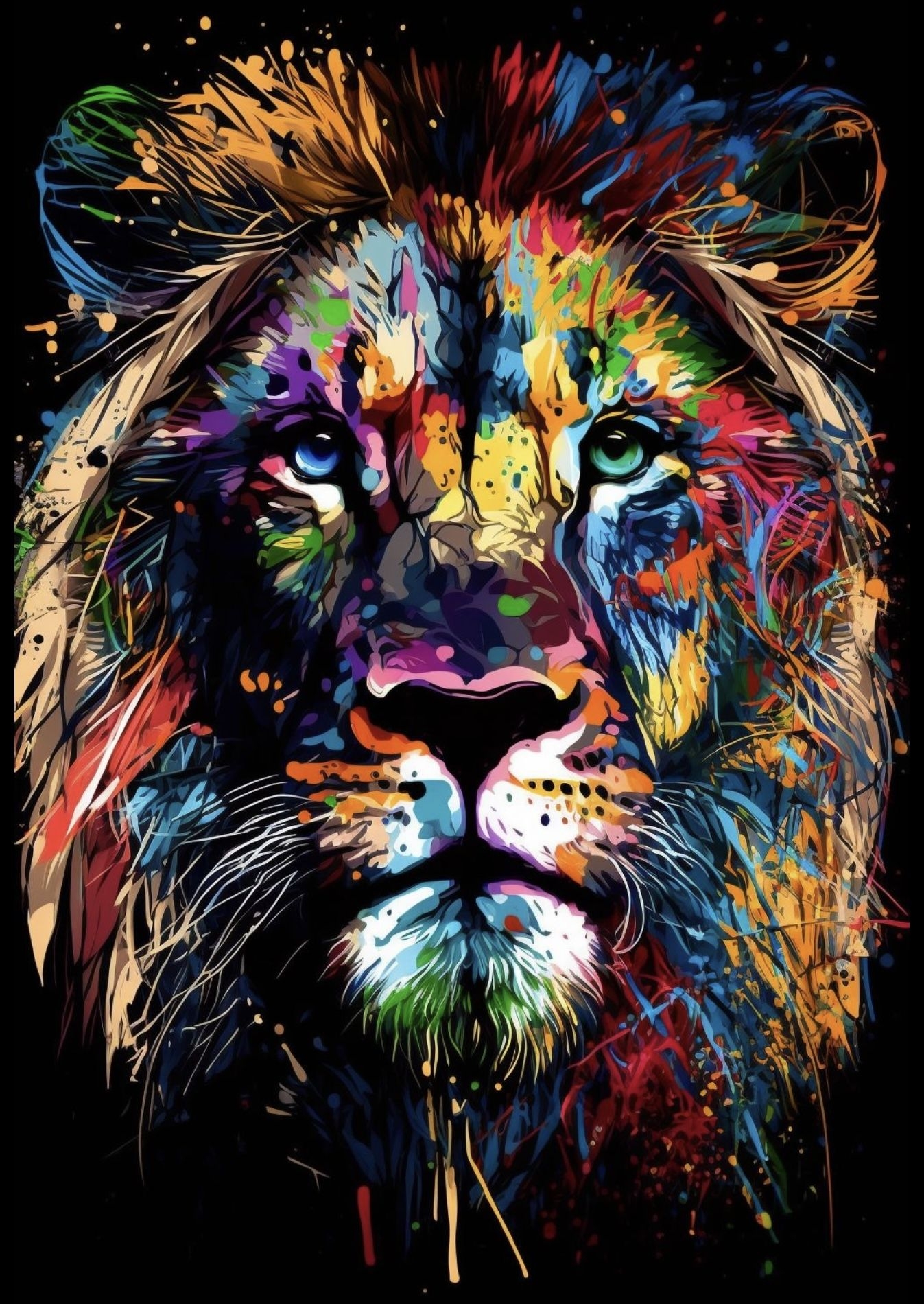 Lion Pop Art Poster Colorful Lion Poster Lion Poster Abstract Lion 
