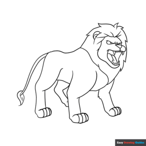 Lion Roaring Coloring Page Easy Drawing Guides