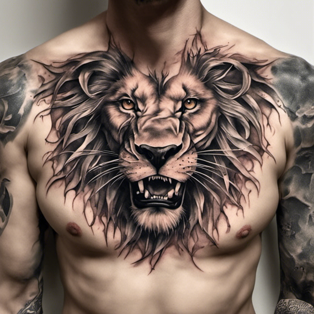 lion chest tattoo color