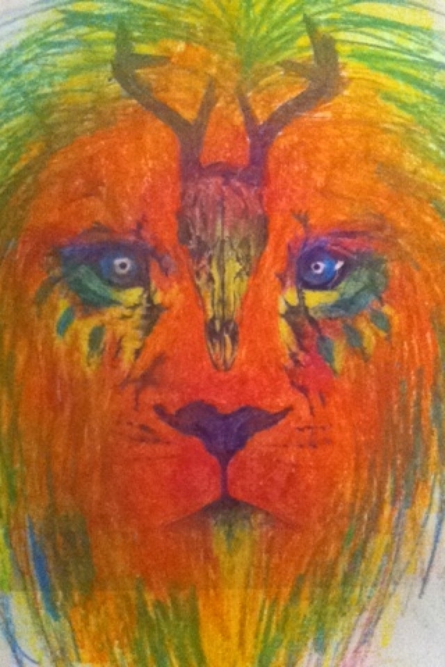 lion tattoo with color
