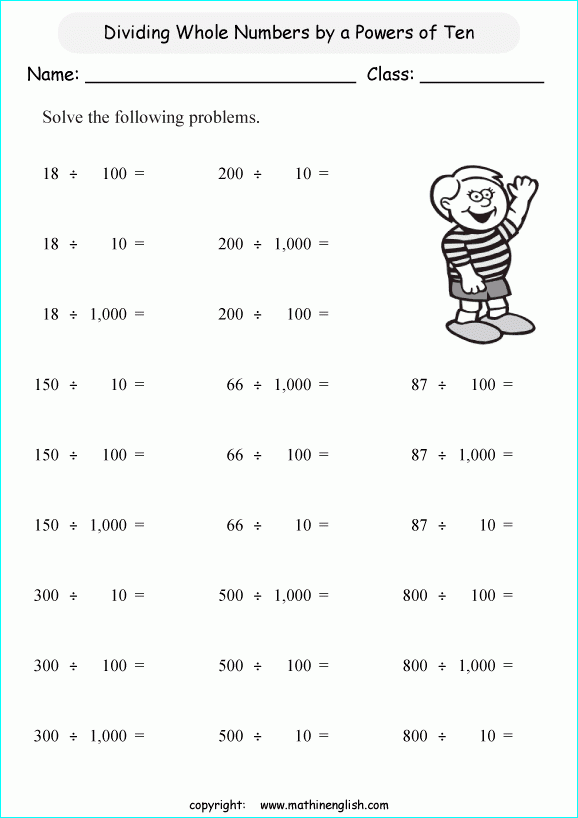 Long Division With Whole Numbers Worksheet For 3rd 6th Grade 