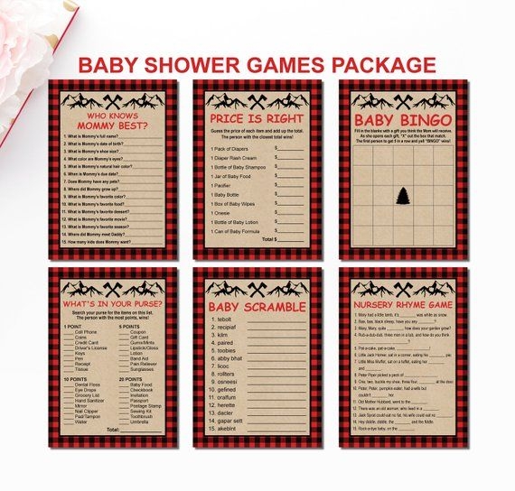 Lumberjack Baby Shower Games Bundle Printable Buffalo Plaid Baby Shower 