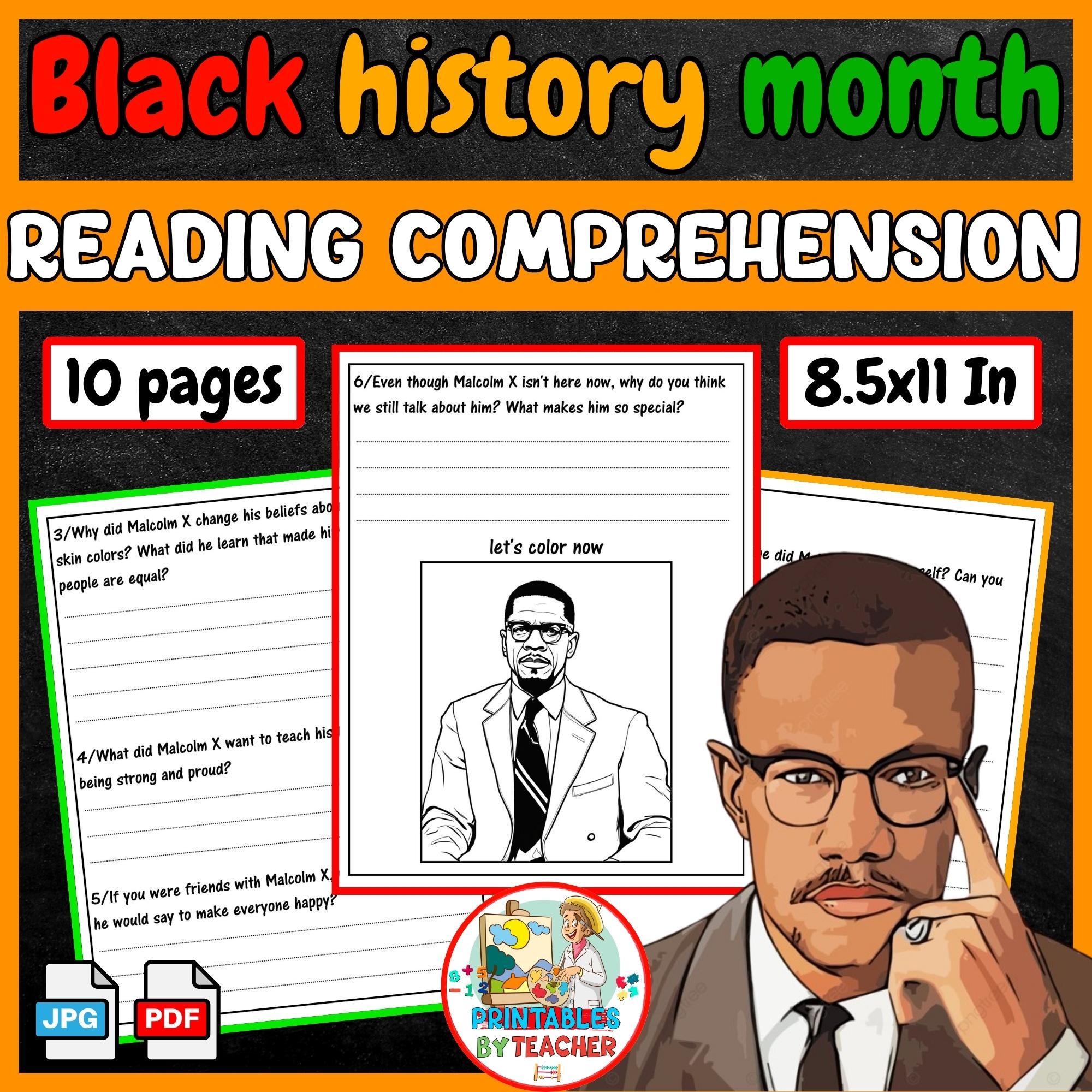 Malcolm X Biography Reading Comprehension Worksheet Black History 