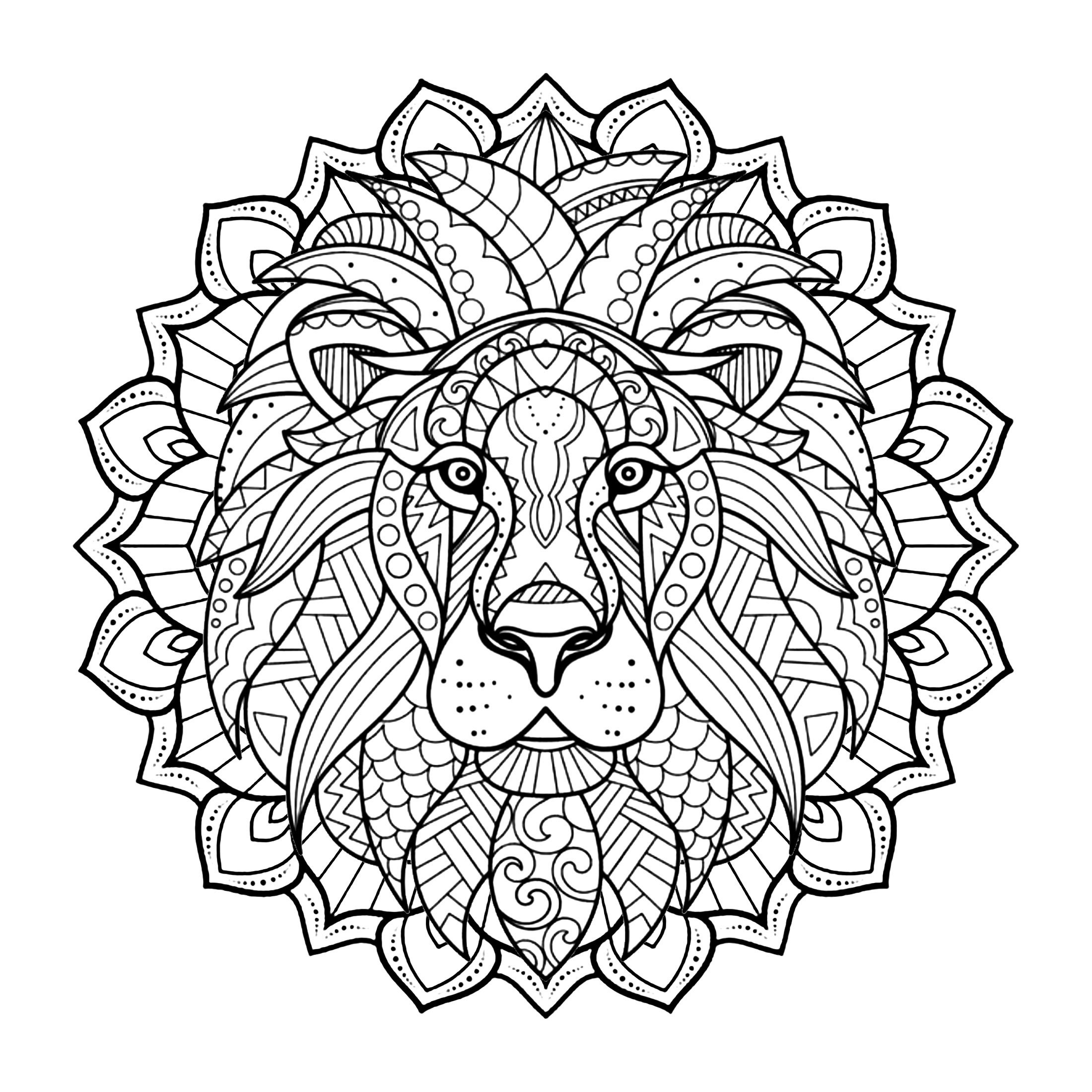 Mandala Lion Mandalas Coloring Pages For Adults