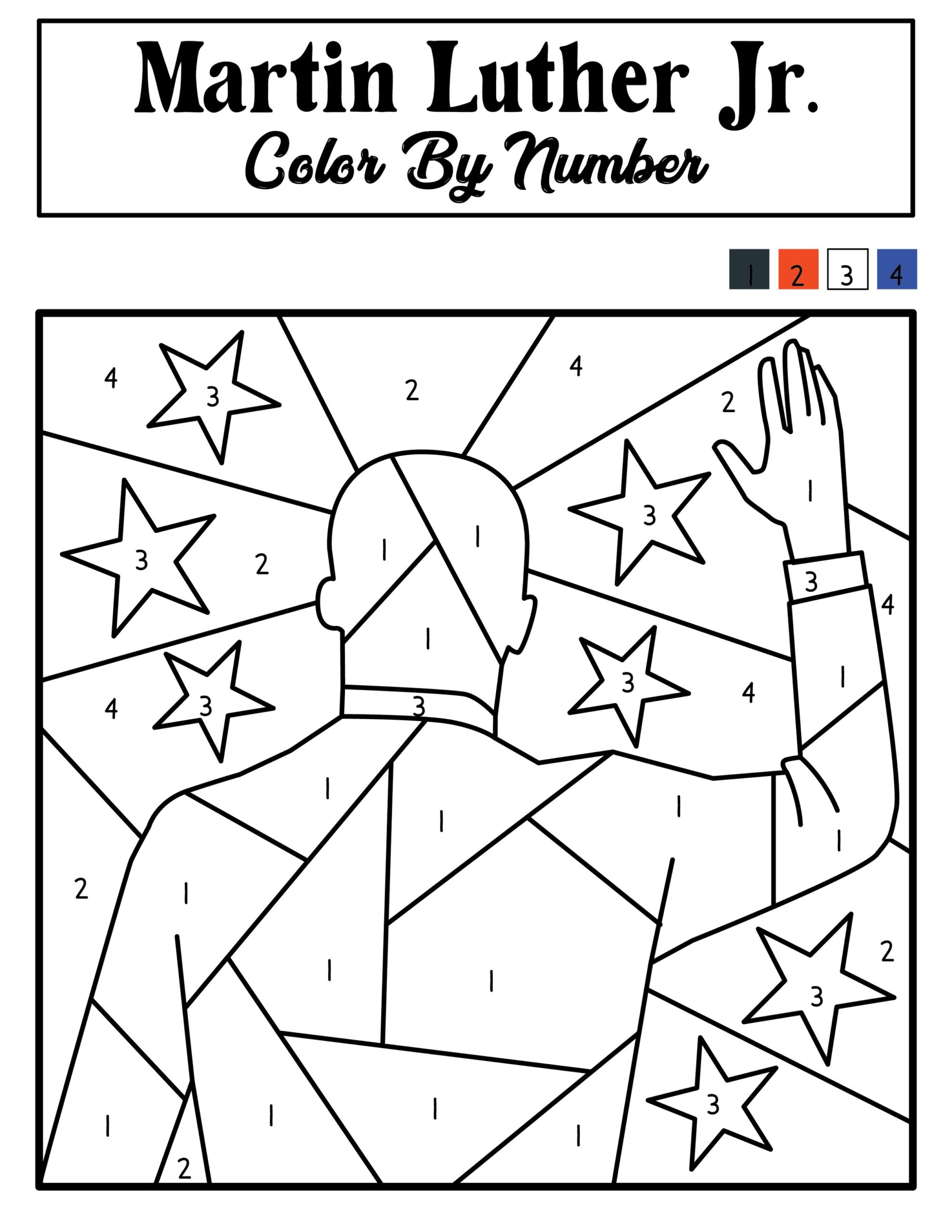 Martin Luther King Jr Free Color By Number Printable Pages 