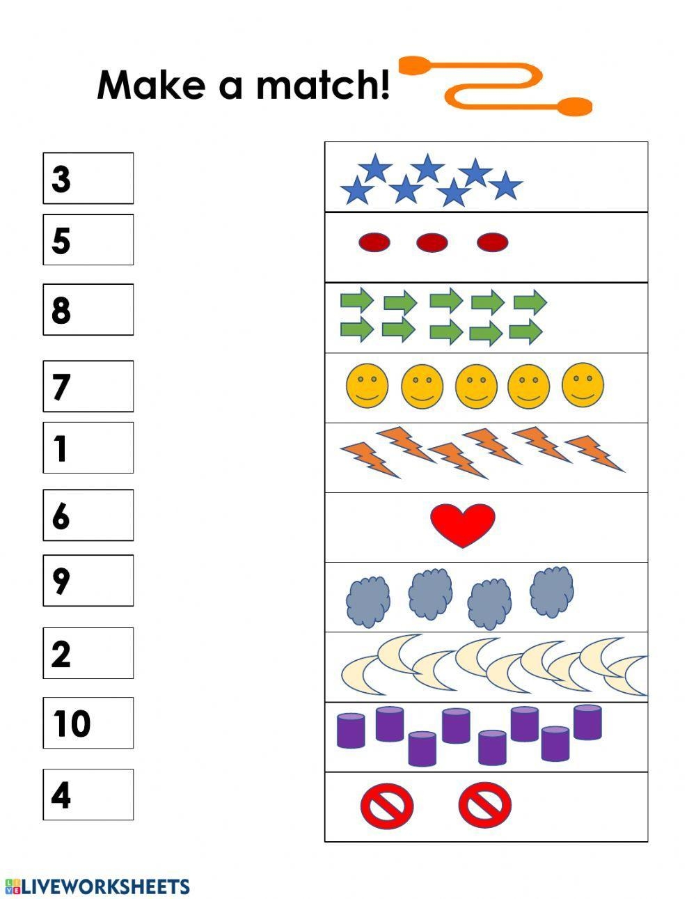 Match 1 10 Worksheet Live Worksheets Worksheets Library
