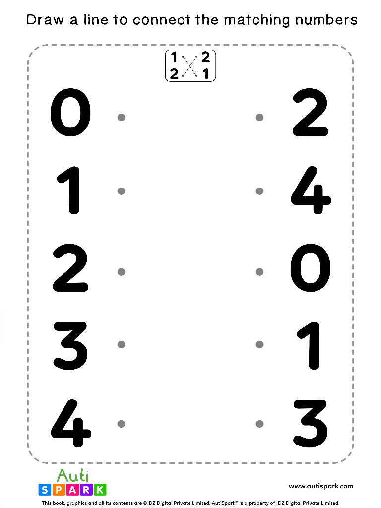 Match The Numbers Worksheet Free Matching 05 AutiSpark