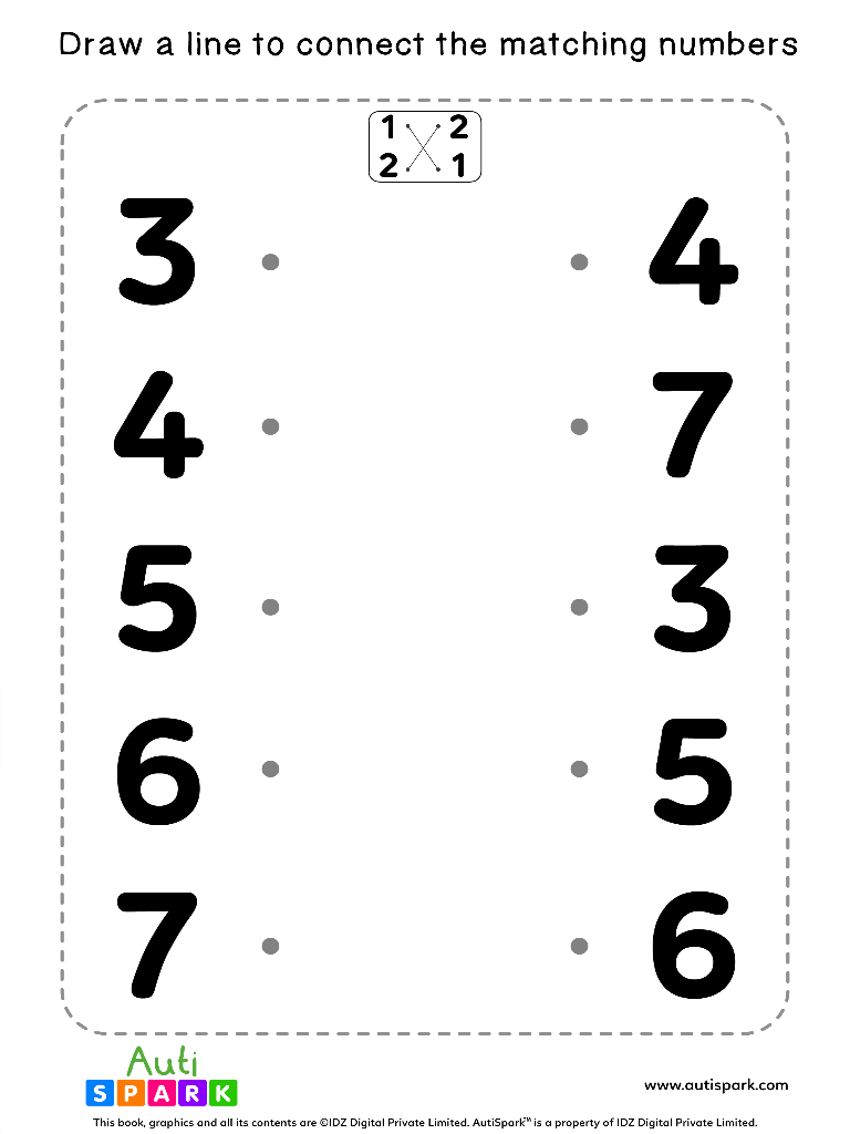 Match The Numbers Worksheet Free Matching 07 AutiSpark