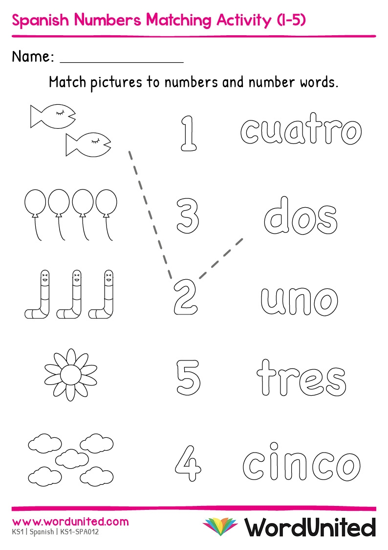 numbers matching worksheet