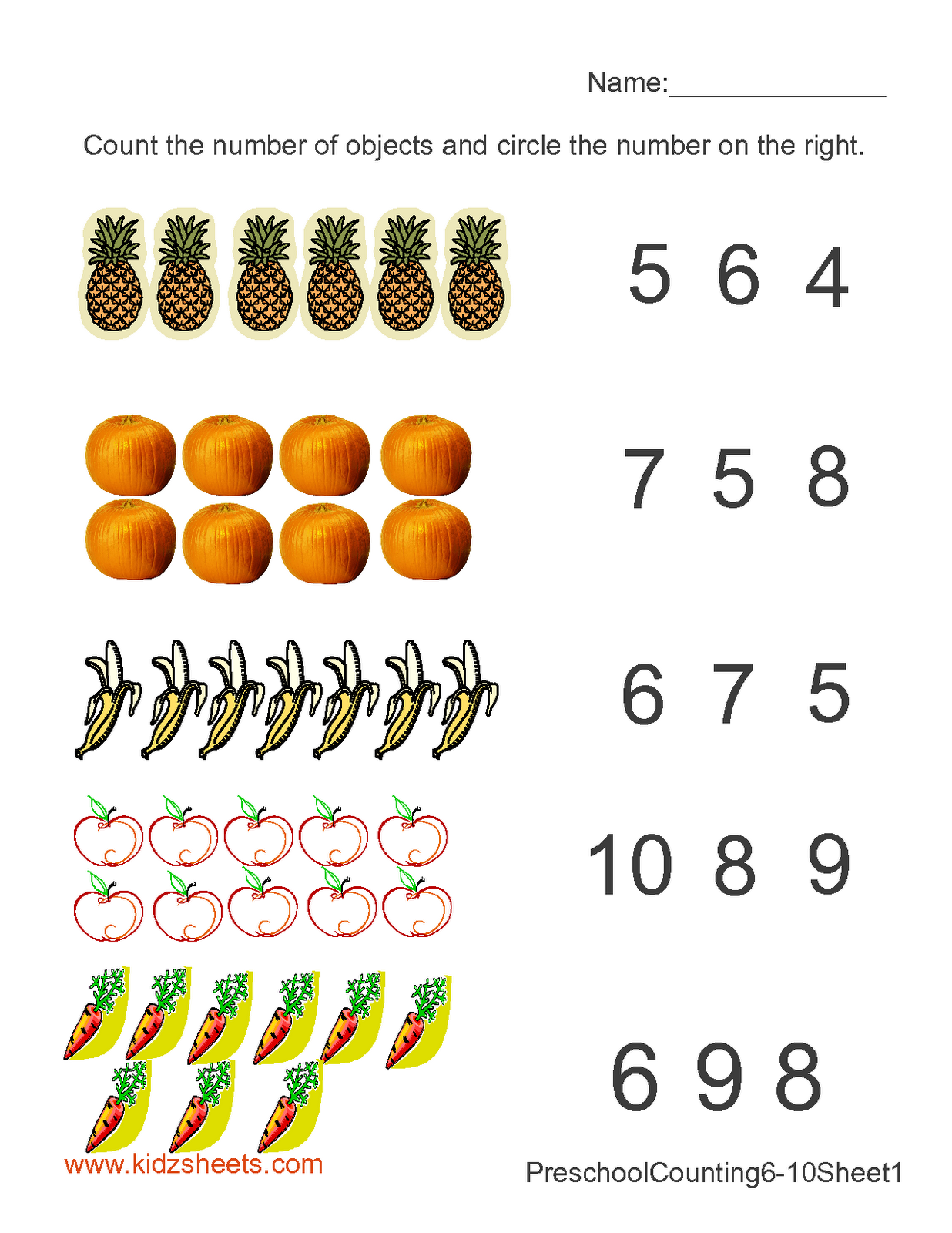 pre k numbers worksheet