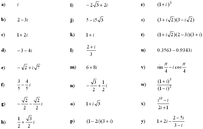 complex numbers worksheet with solutions pdf