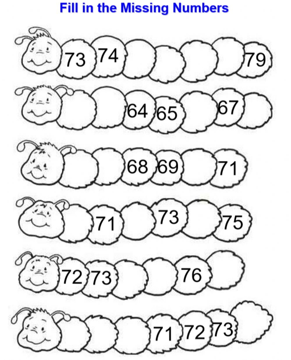 Math Missing Numbers Worksheet Download Fill In The Missing Numbers 