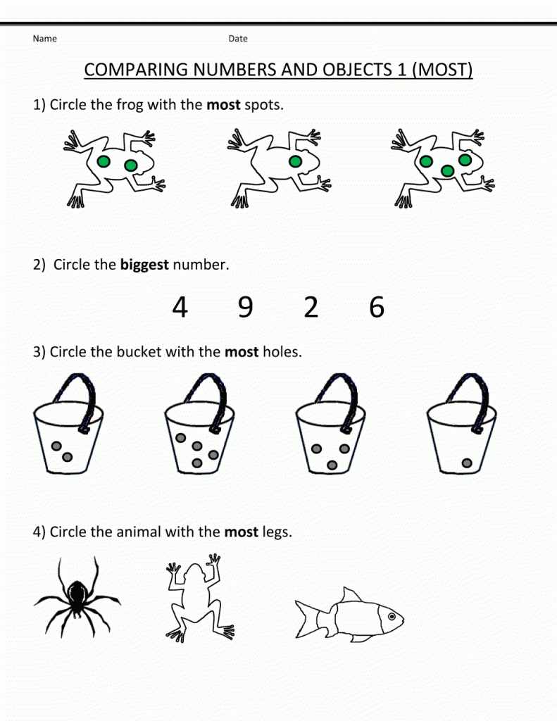 Math Pre K Worksheets Numbers Printable 101 Activity