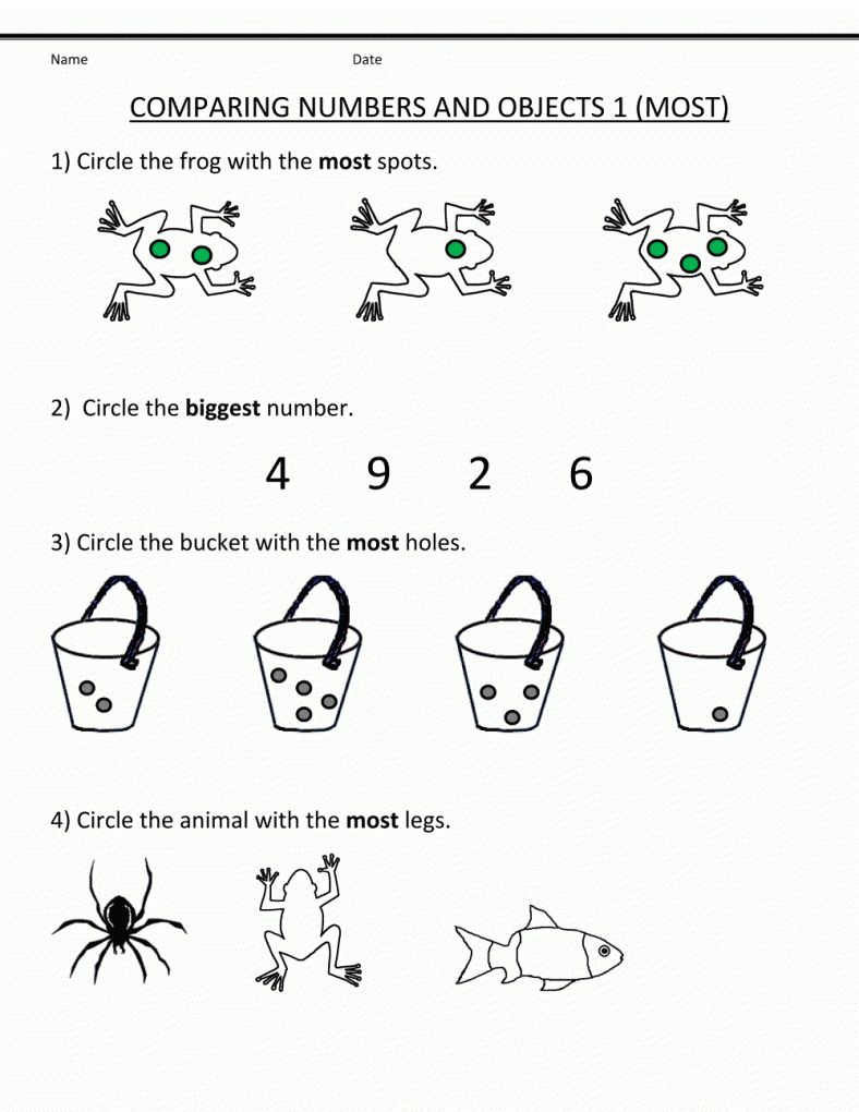 Math Pre K Worksheets Numbers Printable 101 Activity