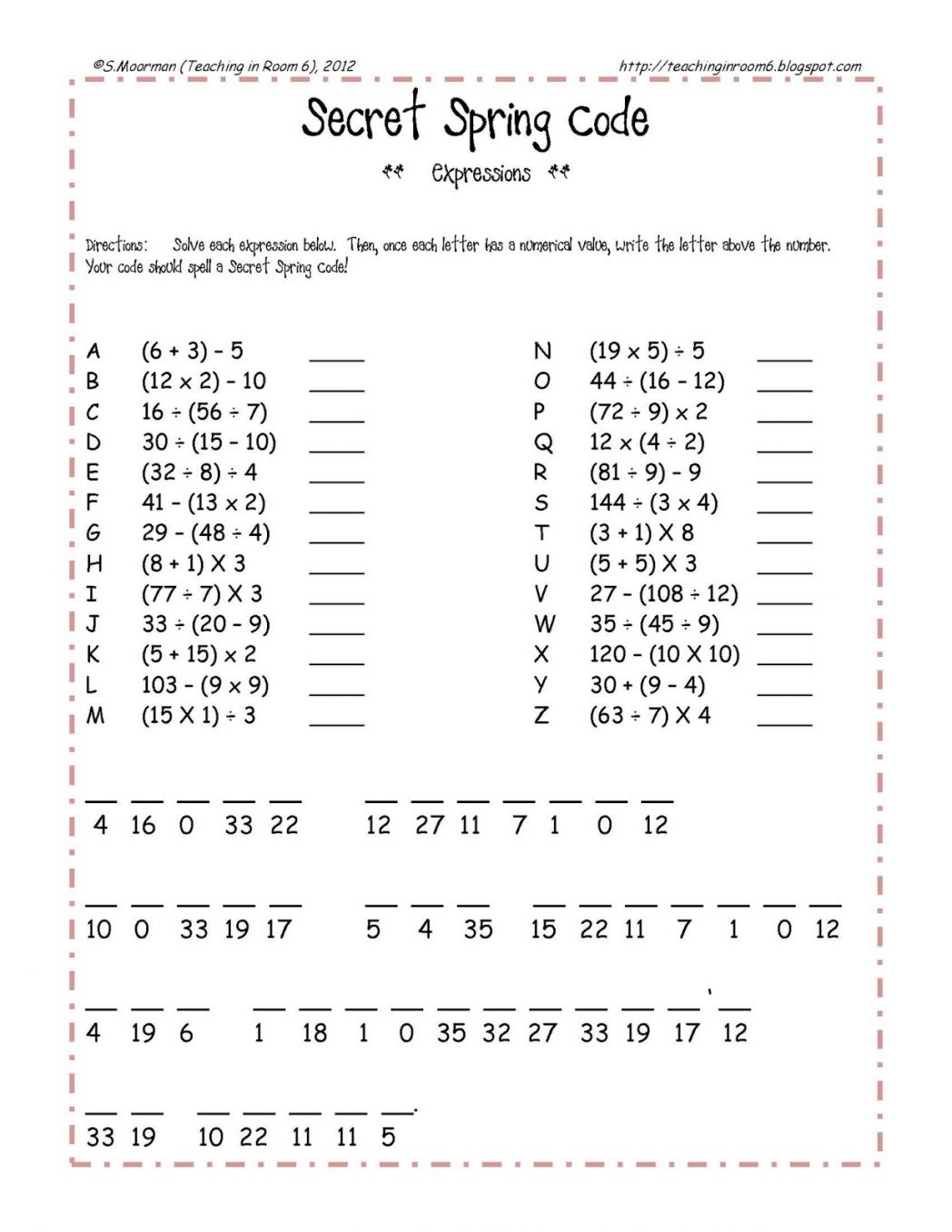 printable activities for middle schoolers