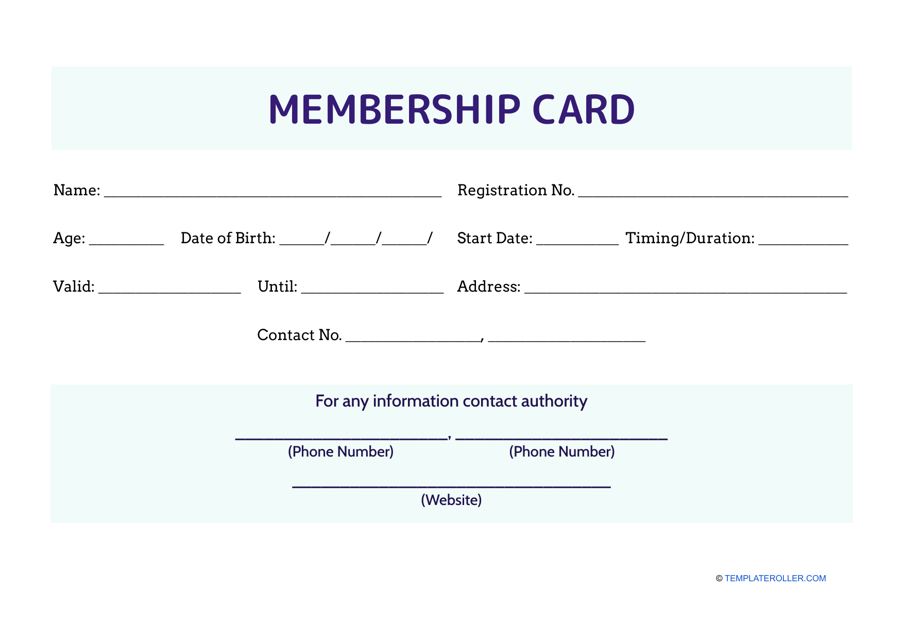 printable membership card template