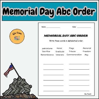 Memorial Day Abc Order Worksheet Memorial Day Activities Printable