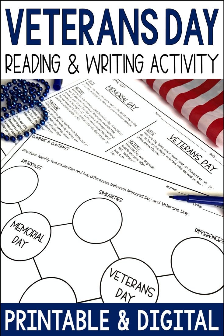 Memorial Day And Veterans Day Activities Printable Digital
