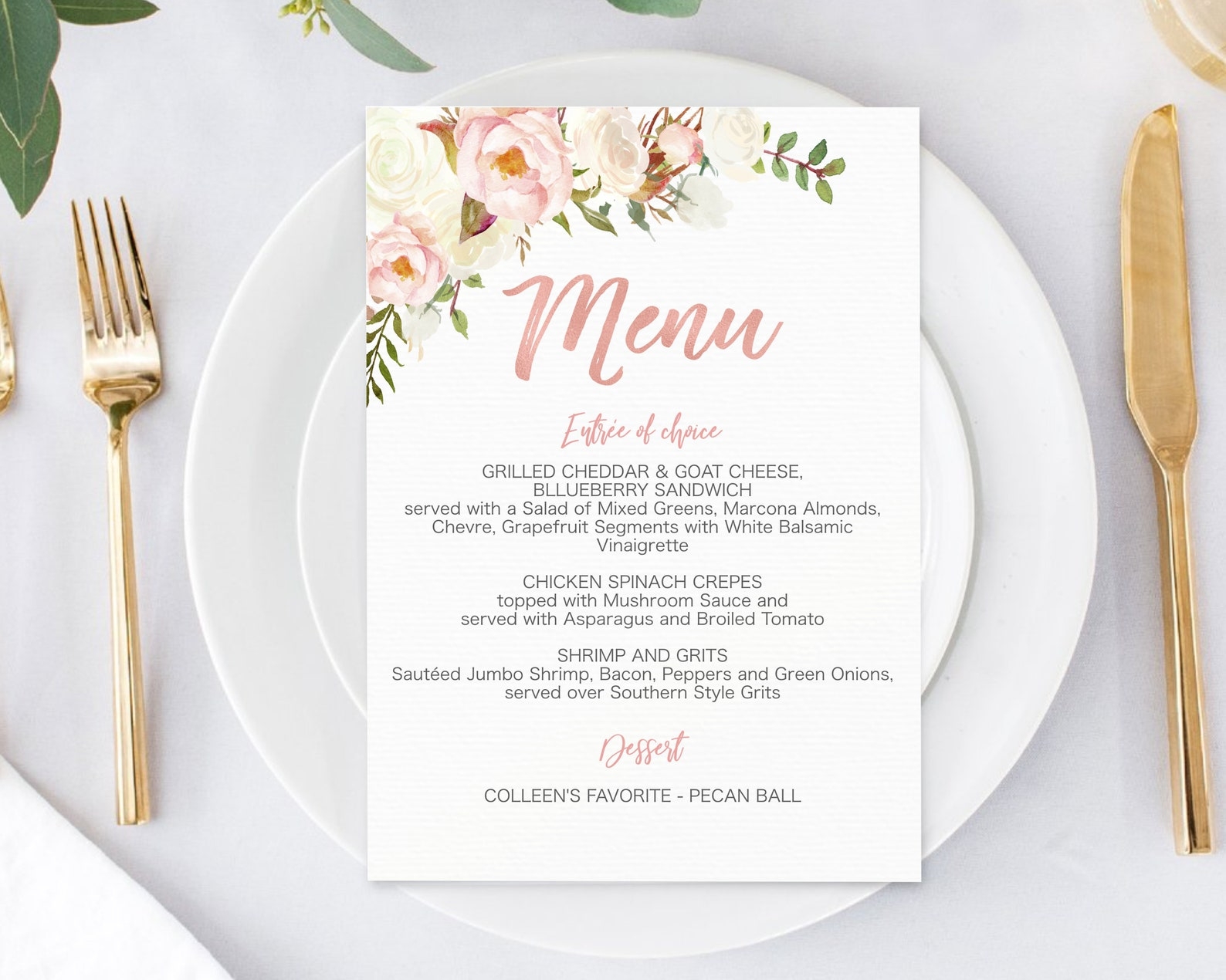 Menu Card Printable Editable Template Menu Card Bridal Etsy