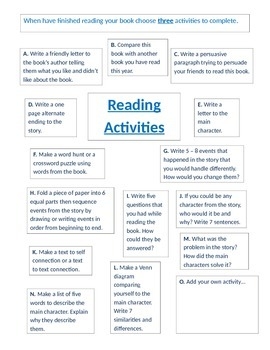 Middle School Reading Activities By Michelle Brown TpT