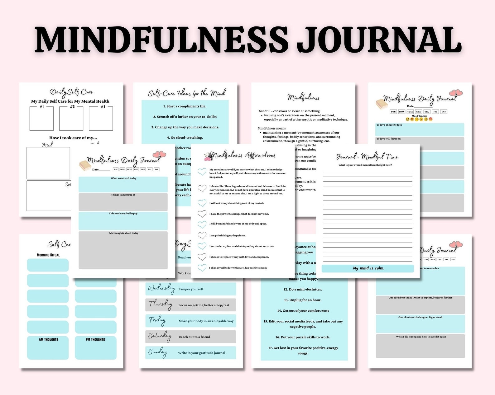 Mindfulness Journal Printable Journal Self Care Ideas Self Care 