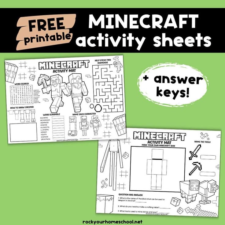 Minecraft Activity Sheets Minecraft Activities Activity Sheets Free 
