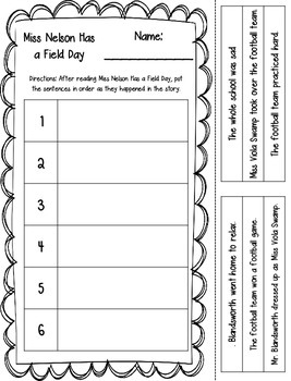Miss Nelson Has A Field Day Printables By Klever Kiddos TpT