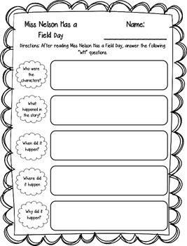 Miss Nelson Has A Field Day Printables By Klever Kiddos TpT