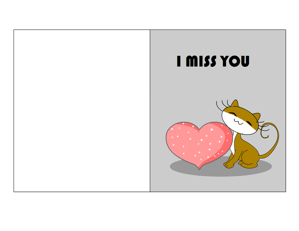 Miss U Card Template Learning Printable
