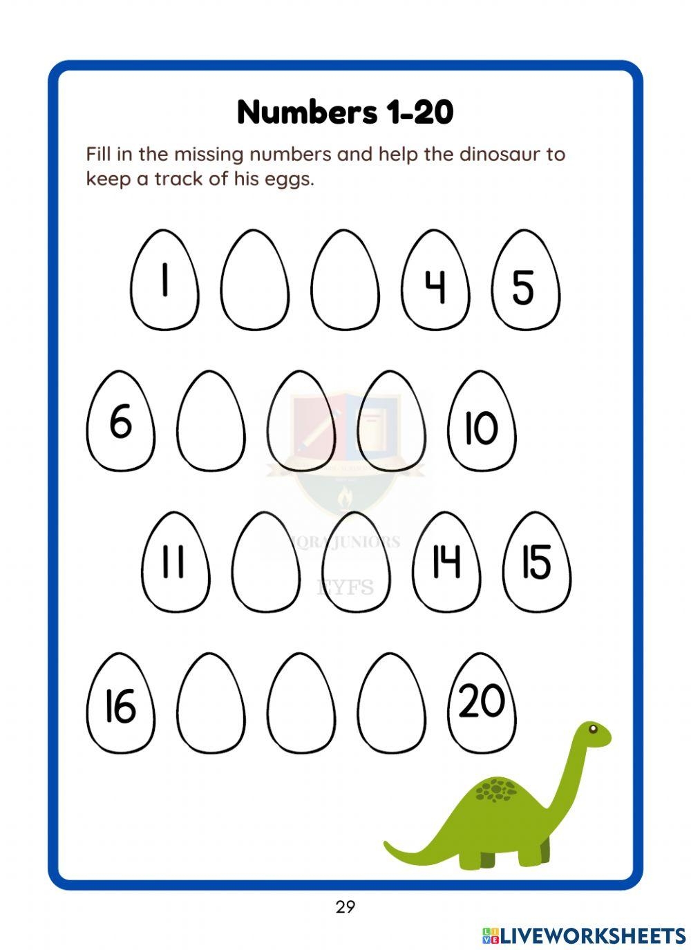 Missing Numbers 1 20 Worksheet Live Worksheets Worksheets Library