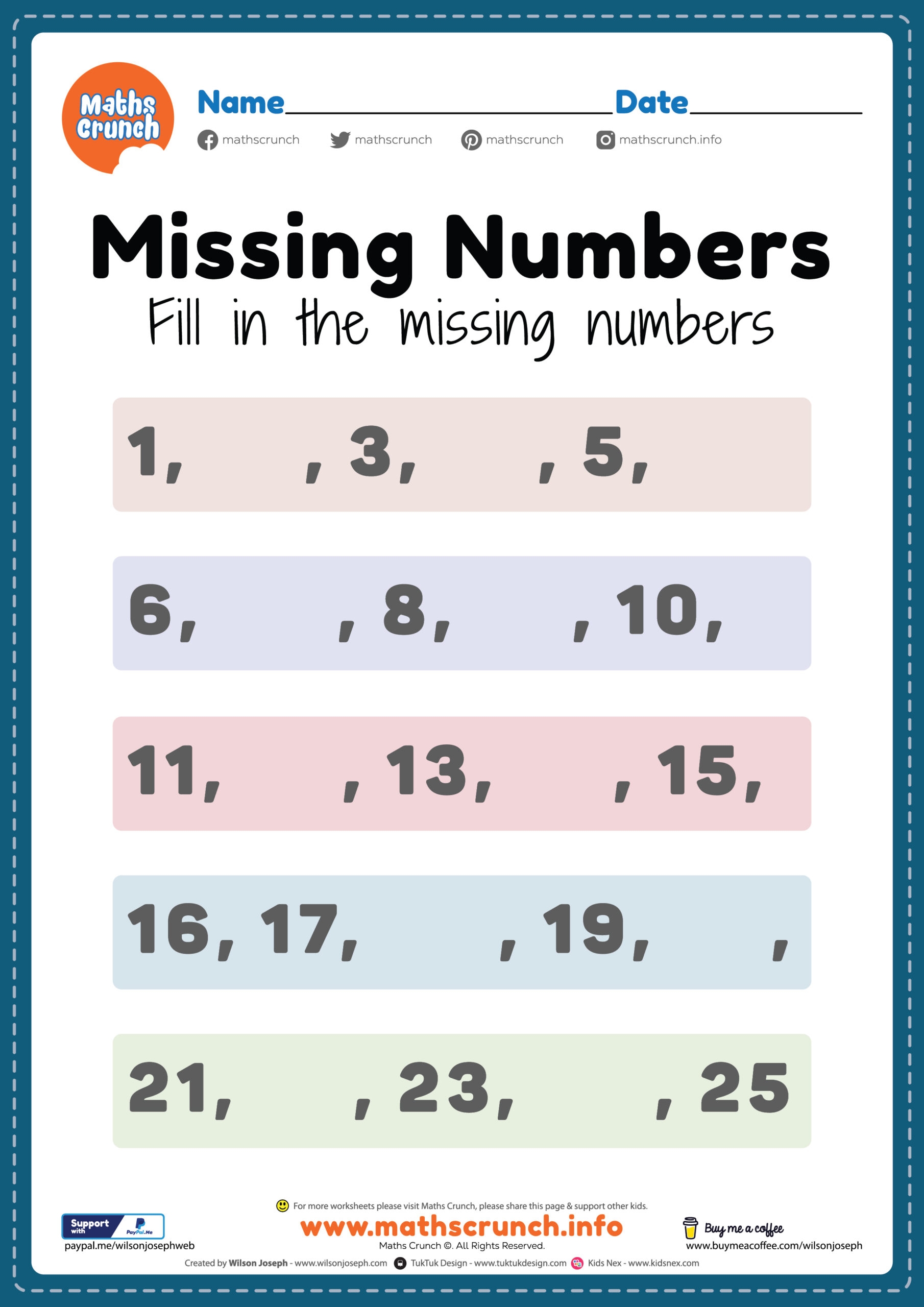 worksheet missing numbers 1-100
