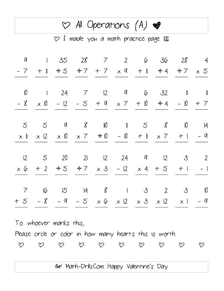 Mixed Number Operations Worksheet