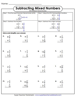 Mixed Number Worksheets Worksheets Library