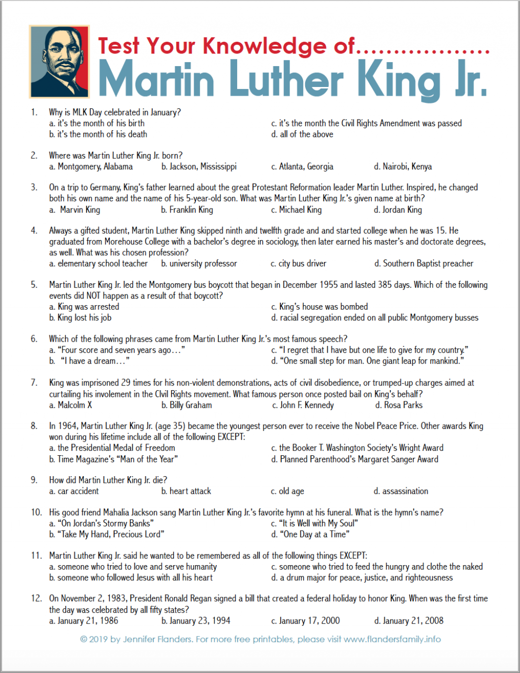mlk day printable activities