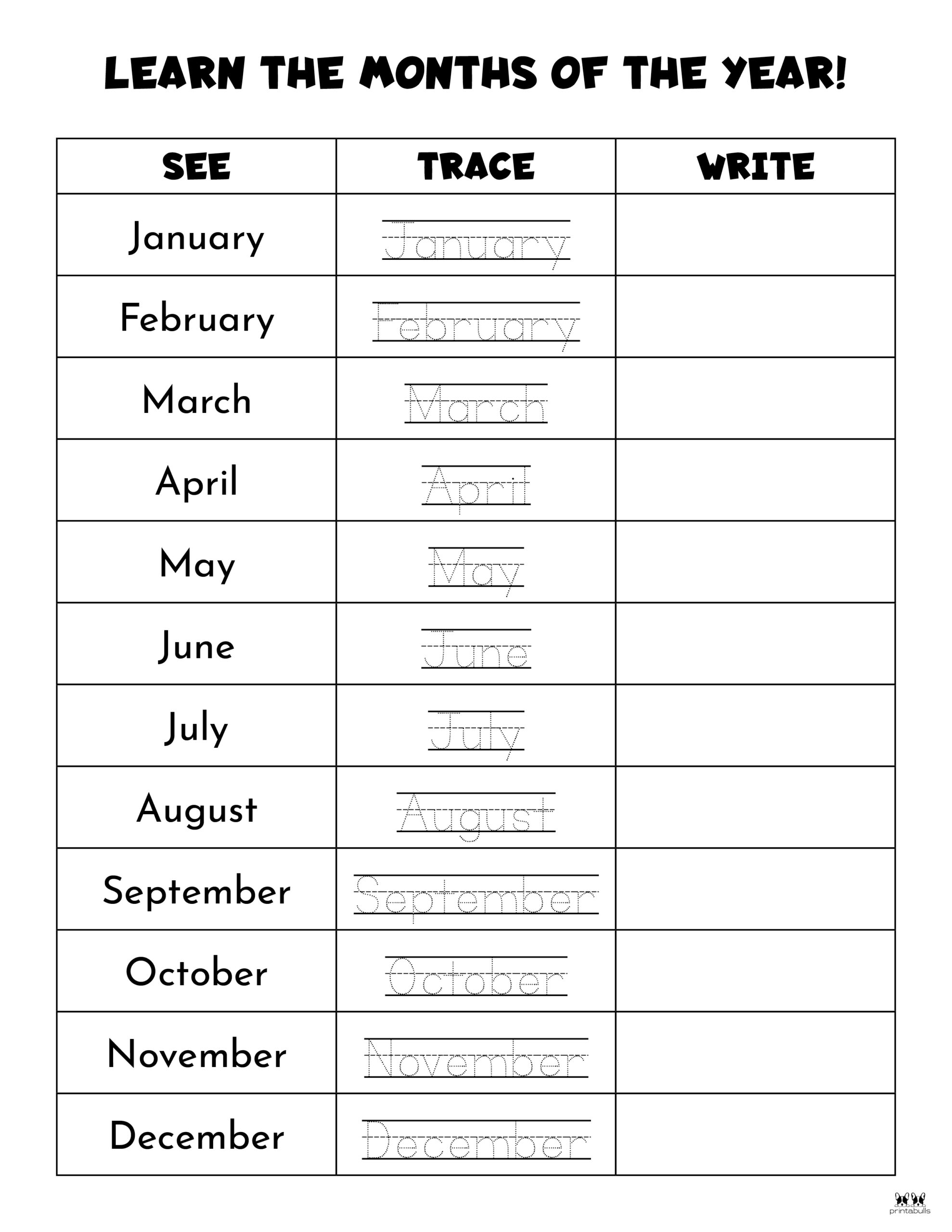 Months Of The Year Worksheets Printables Printabulls Printable Worksheets