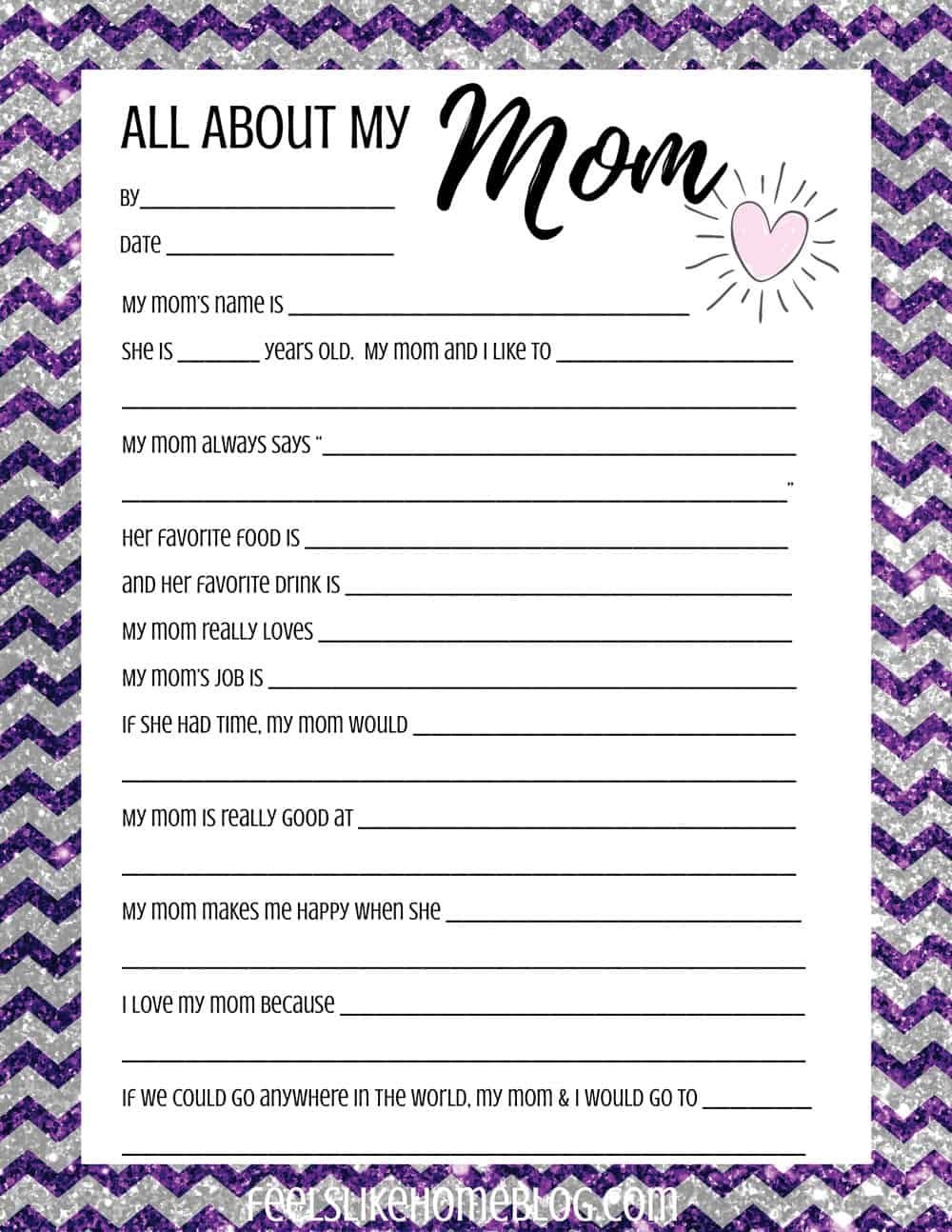 Mother 39 s Day Questionnaire Free Printable Help A Younger Child By 