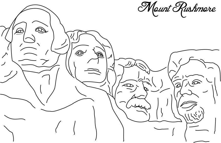 Mount Rushmore Printable Coloring Page For Kids