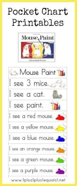 Mouse Paint Printables Mouse Paint Pocket Chart Activities Pocket Chart