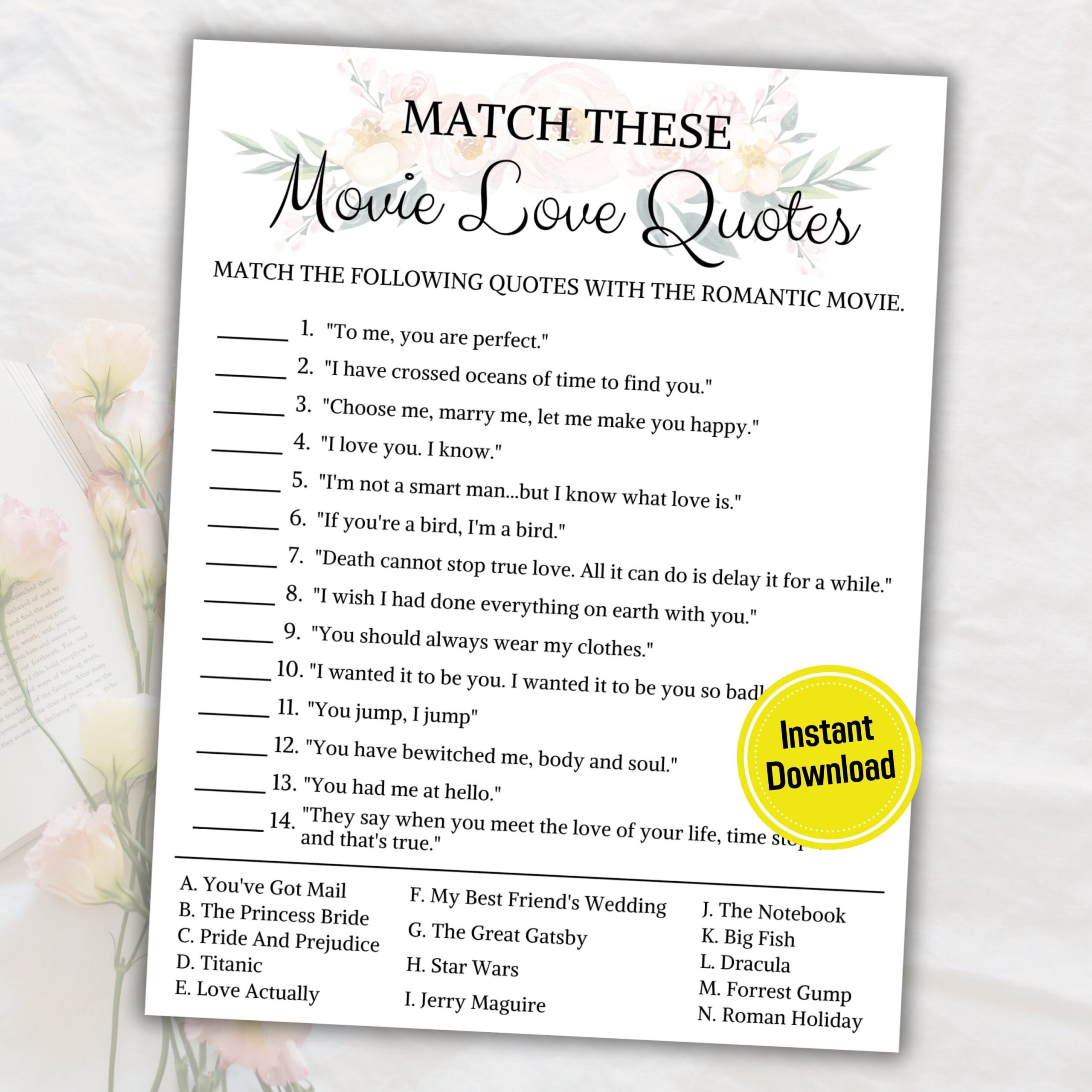free printable disney love quotes matching game