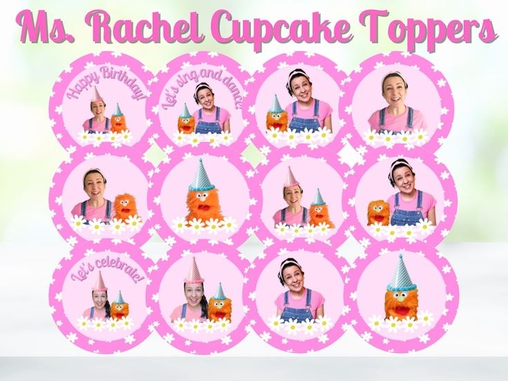 Ms Rachel Cupcake Toppers Instant Digital Download Printable Stickers