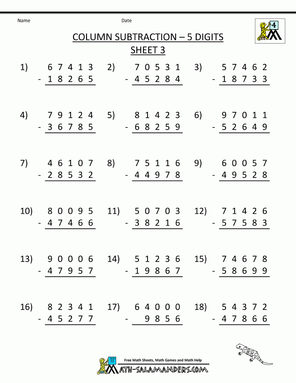 Multi Digit Addition And Subtraction Free Worksheets Samples