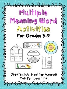 Multiple Meaning Word Activities By Fun For Learning TpT