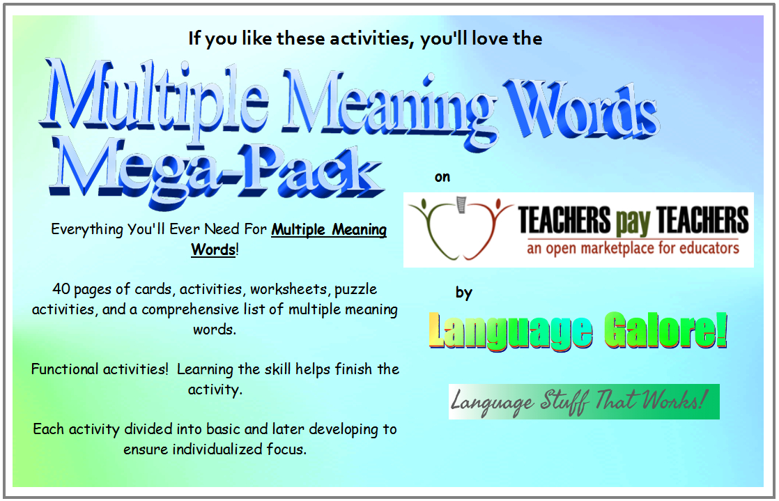 Multiple Meaning Words Activities Worksheets Word Lists Db excel