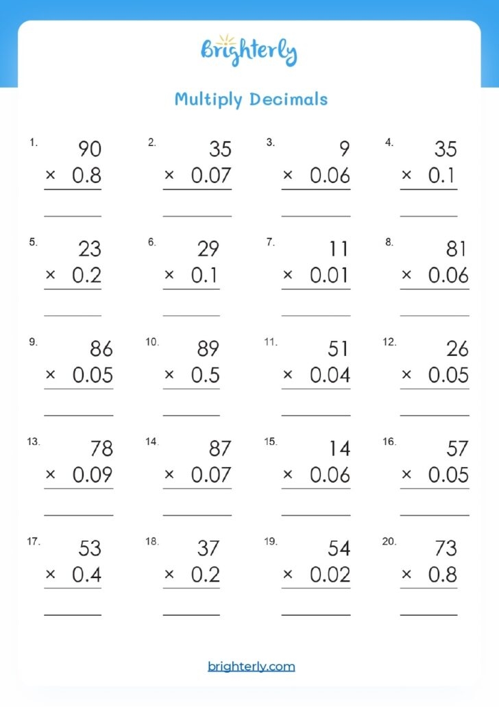 Multiplication Decimals Worksheets Printable Printable Worksheets