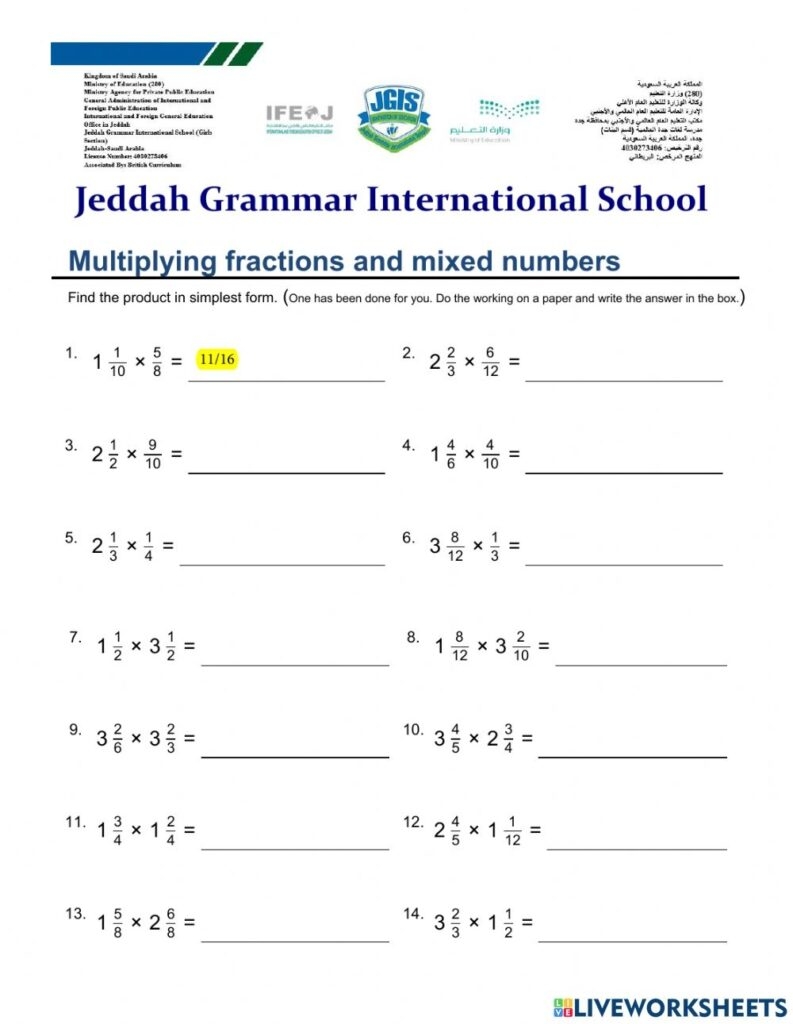 Multiplication Mixed Numbers Worksheets Printable Worksheets
